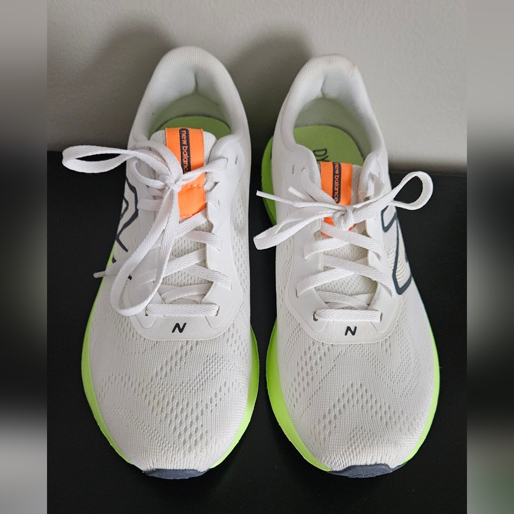 New Balance White and Neon Green Sneakers